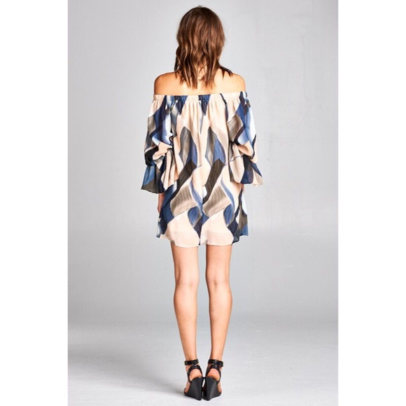 💙LAST ONE💙 Chiffon Off-Shoulder Flare Mini Dress (B) - Picture 6 of 7